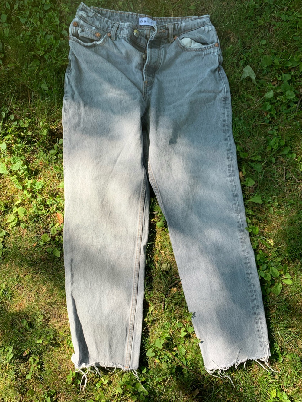 Zara Light Gray Cropped Ankle Jeans